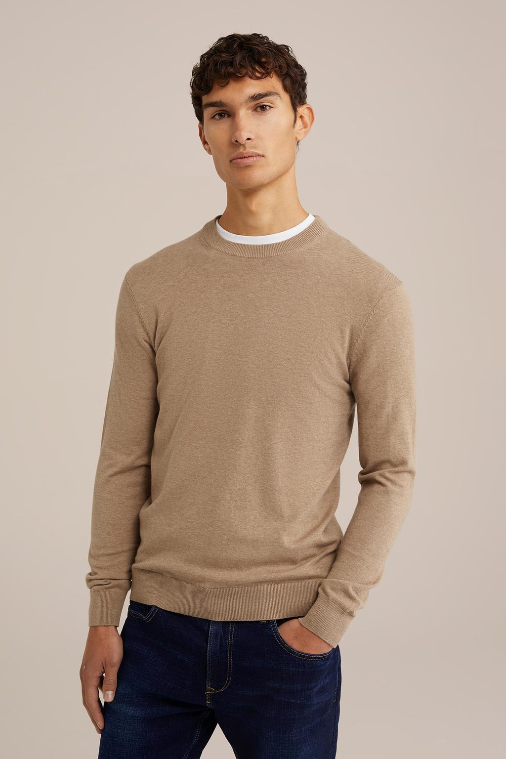 WE Fashion trui fijn gebreid lichtbruin