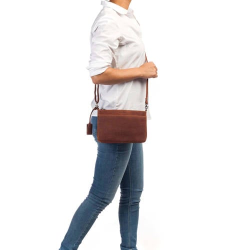 BURKELY leren crossbody tas Antique Avery cognac afbeelding