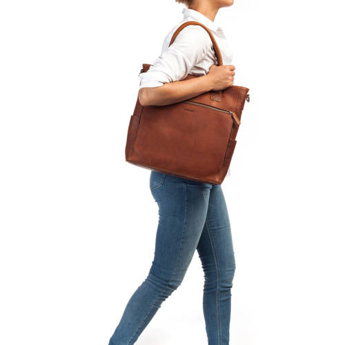 BURKELY leren shopper Antique Avery cognac afbeelding
