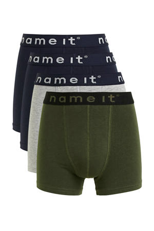   boxershort - set van 4 donkerblauw/grijs melange/donkergroen