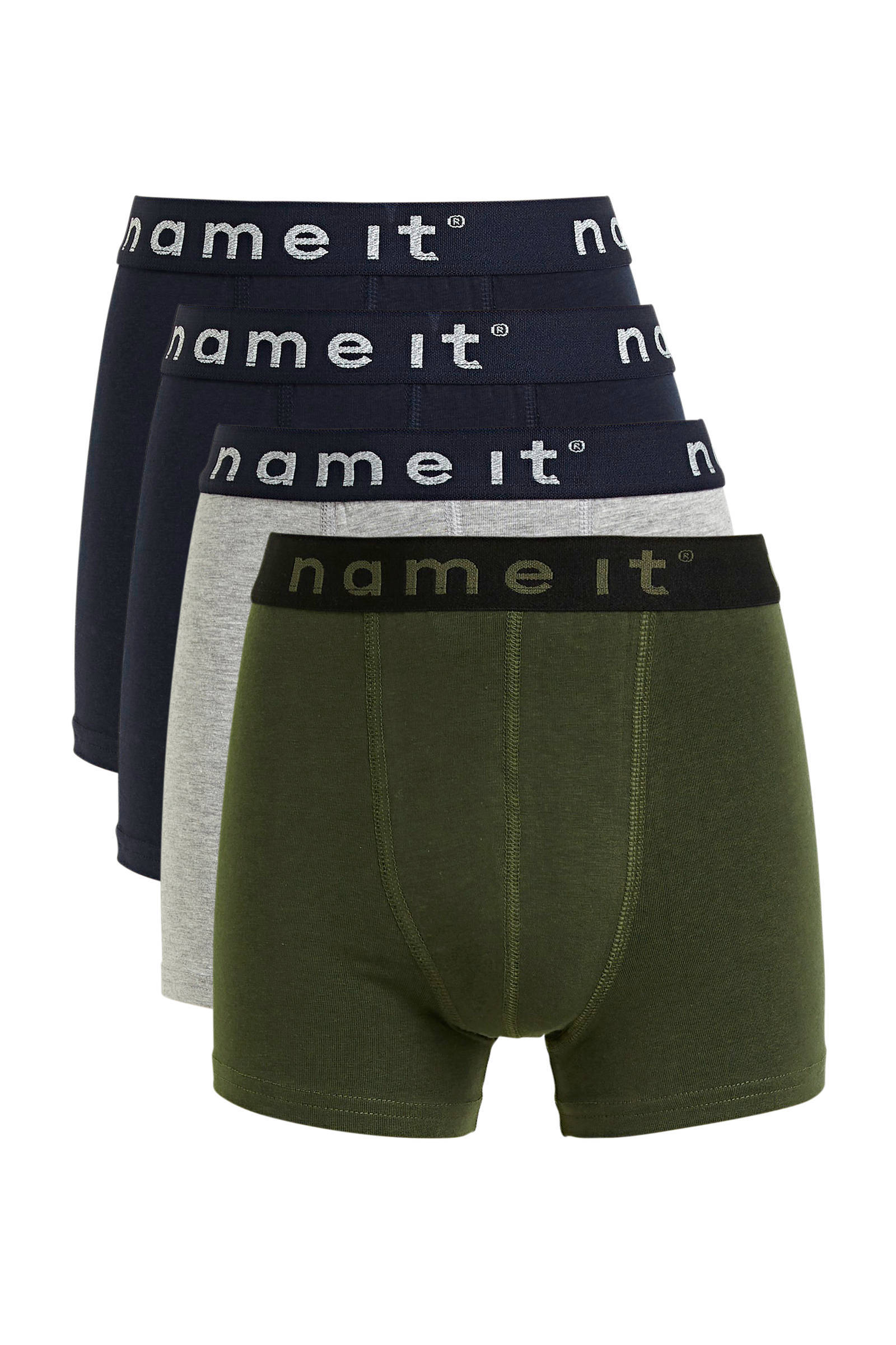 NAME IT KIDS boxershort set van 3 donkerblauw/grijs melange/donkergroen online kopen