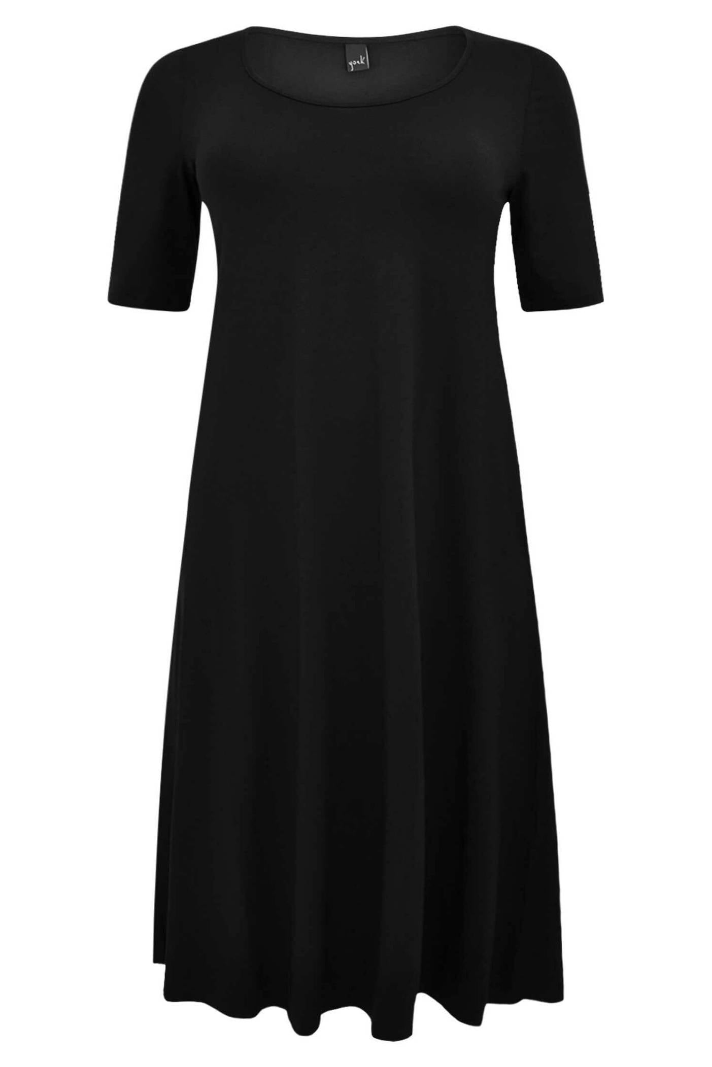 Yoek jurk met plooien zwart