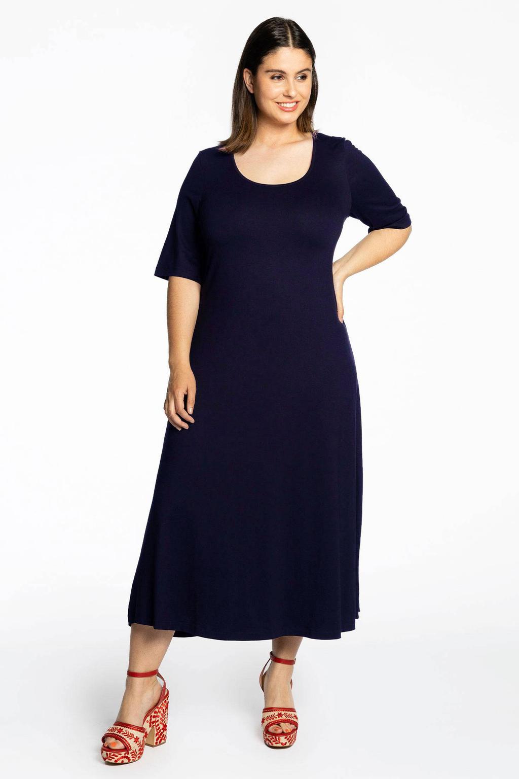 YOEK jurk met plooien donkerblauw