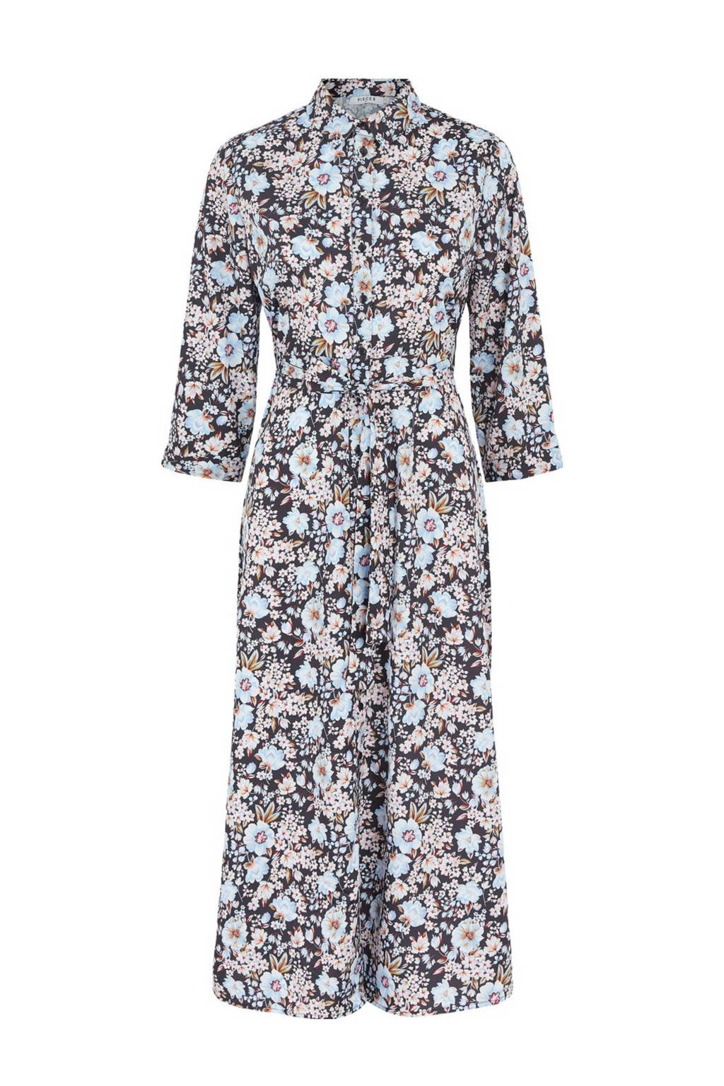 PIECES maxi blousejurk met all over print lichtblauw, Lichtblauw