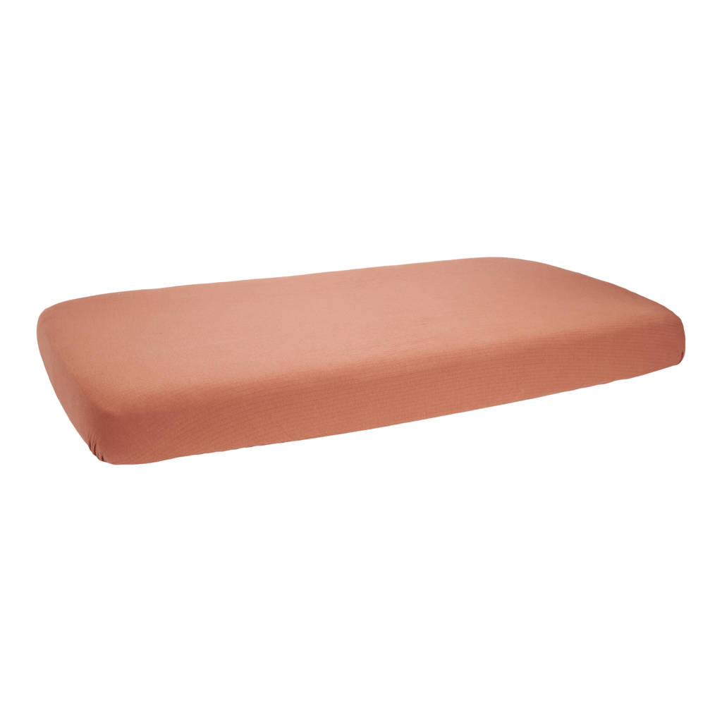 Little Dutch katoenen ledikant hoeslaken 60x120 cm Pure Rust, Roodbruin