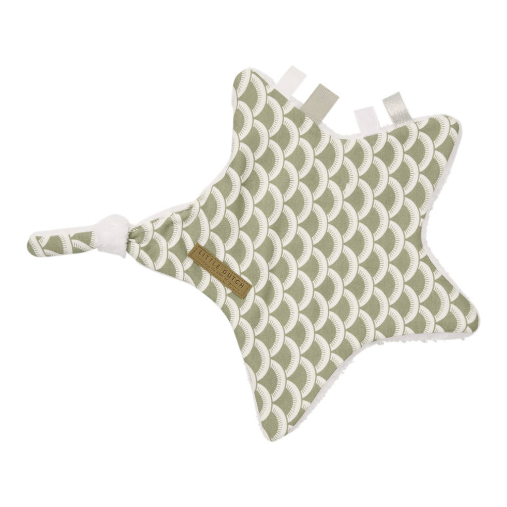 Little Dutch knuffeldoekje ster 30x35 cm Sunrise Olive, Groen