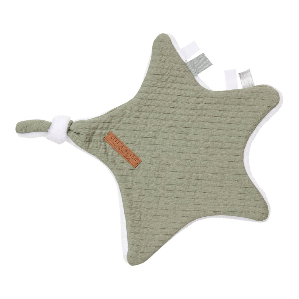 Little Dutch knuffeldoekje ster 30x35 cm Pure Olive, Groen