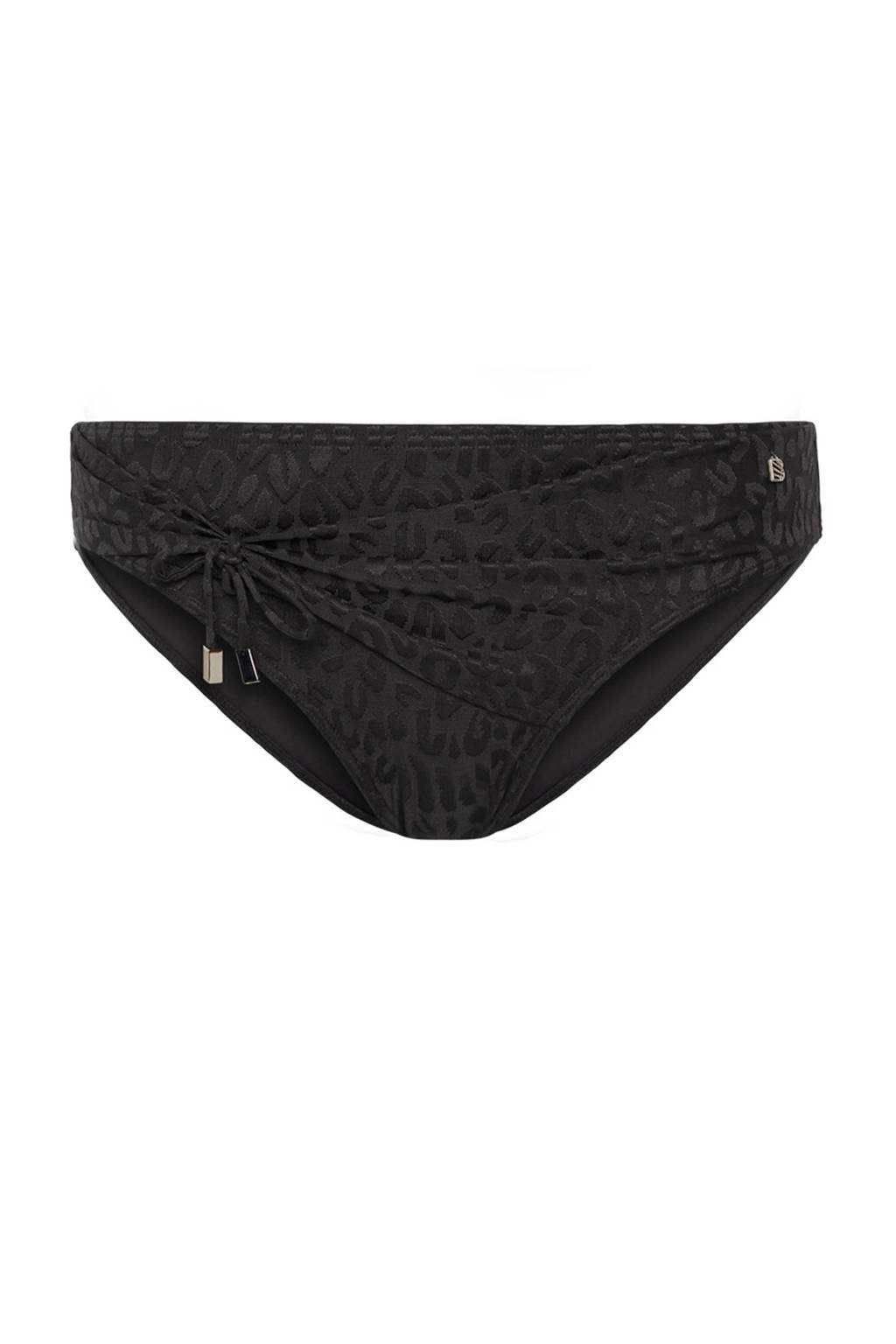 Beachlife high waist bikinibroekje met panterprint zwart, Zwart/grijs