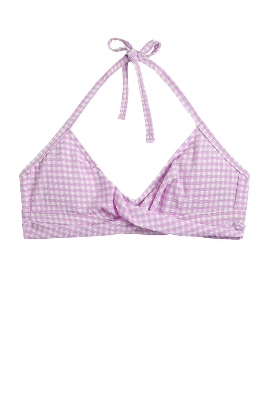 Beachlife geruite bikinitop lila/wit, Lila/wit