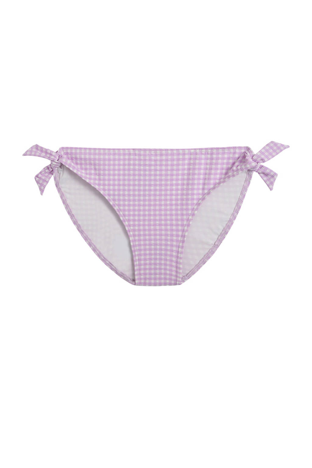 Beachlife geruit strik bikinibroekje lila/wit, Lila/wit
