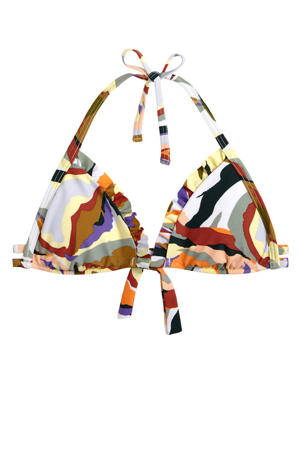 Beachlife triangel bikinitop met all over print groen/geel/rood, Groen/geel/rood