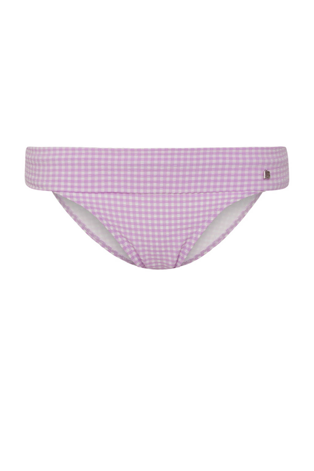 Beachlife geruit omslag bikinibroekje lila/wit, Lila/wit