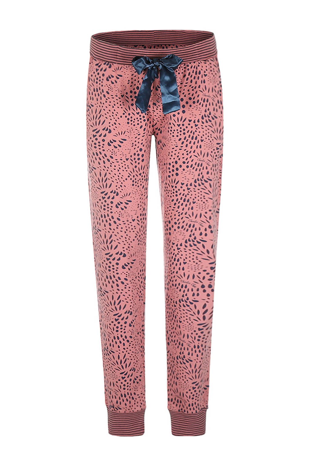 Charlie Choe pyjamabroek met all over print roze/donkerblauw, Roze/donkerblauw