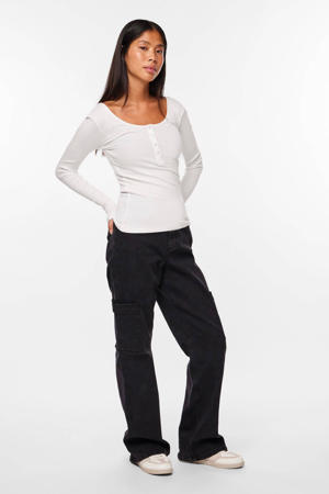 ribgebreide longsleeve met katoen zwart