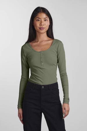 ribgebreide longsleeve met katoen zwart