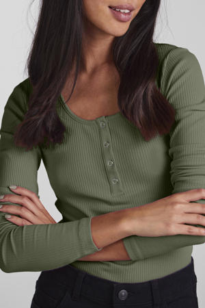 ribgebreide longsleeve met katoen zwart