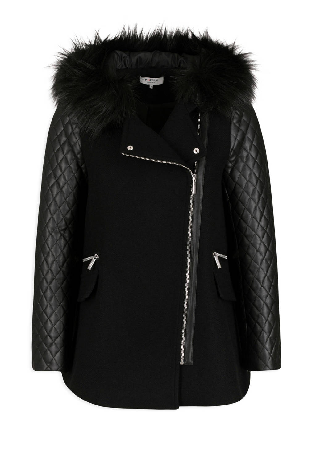 Morgan coat met wol zwart, Zwart