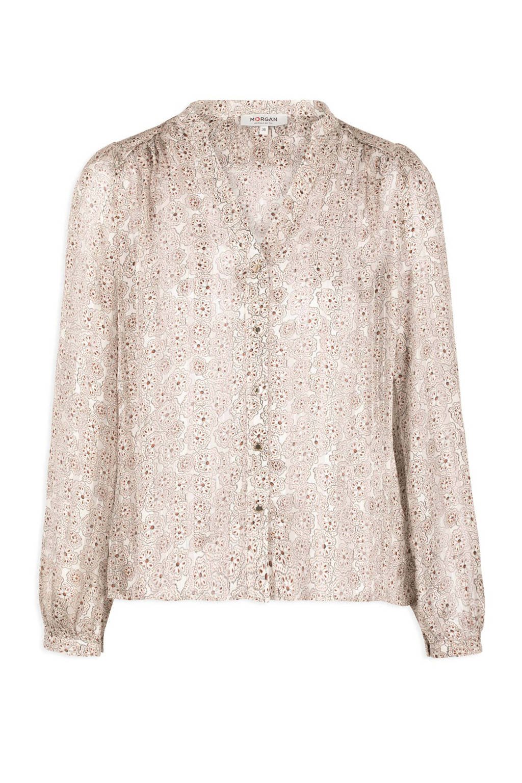 Morgan gebloemde semi-transparante blouse ecru, Ecru