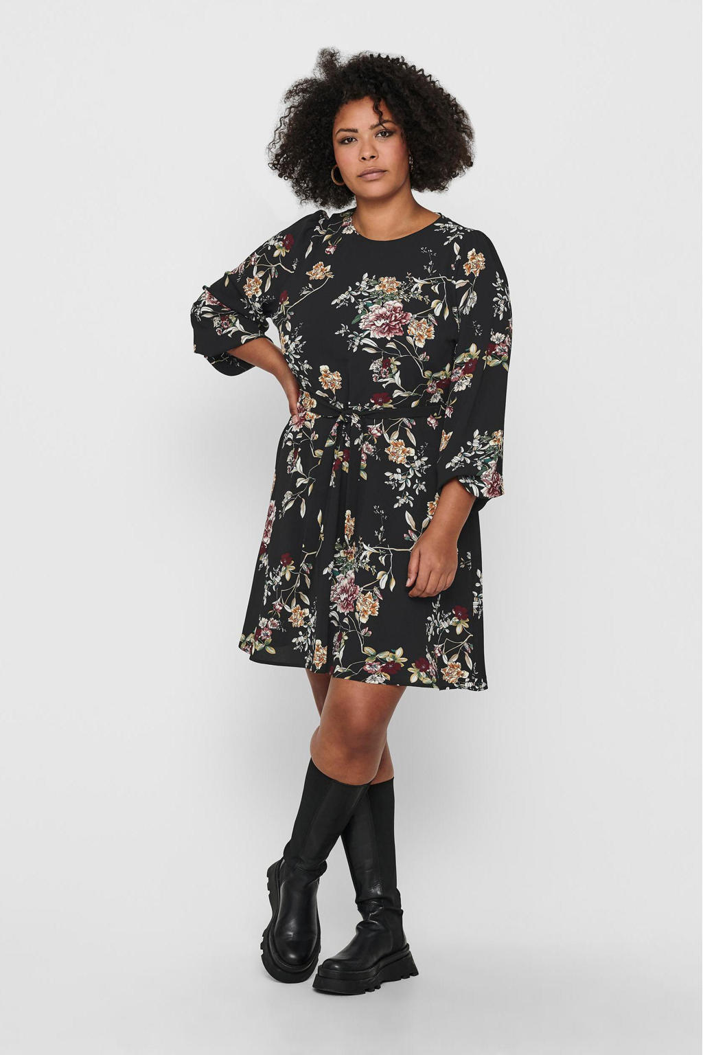 ONLY CARMAKOMA jurk CARLUXMILA met all over print zwart
