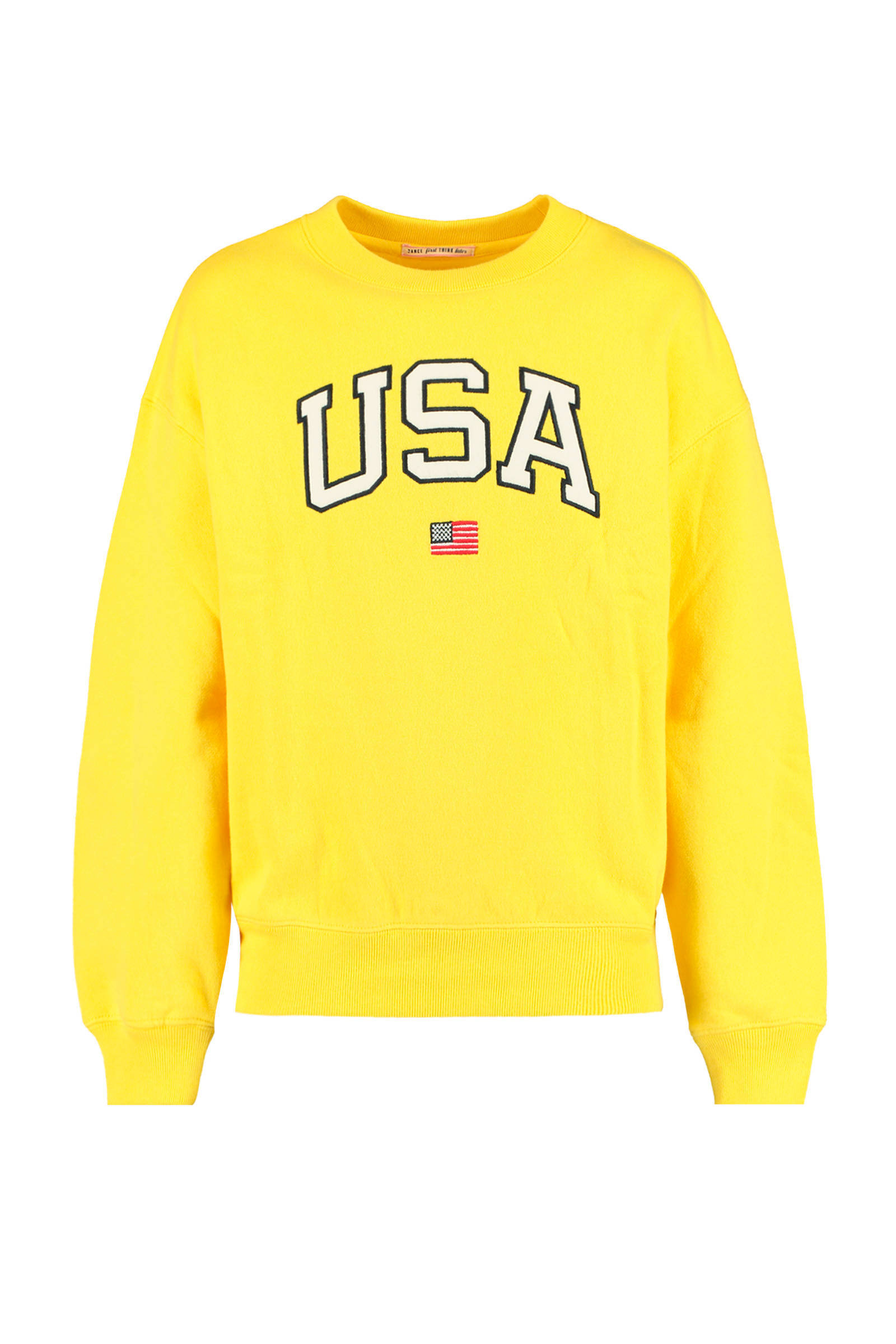 America Today Junior sweater Scarlett met tekst geel | wehkamp America Today sweater met tekst zwartwit | wehkamp