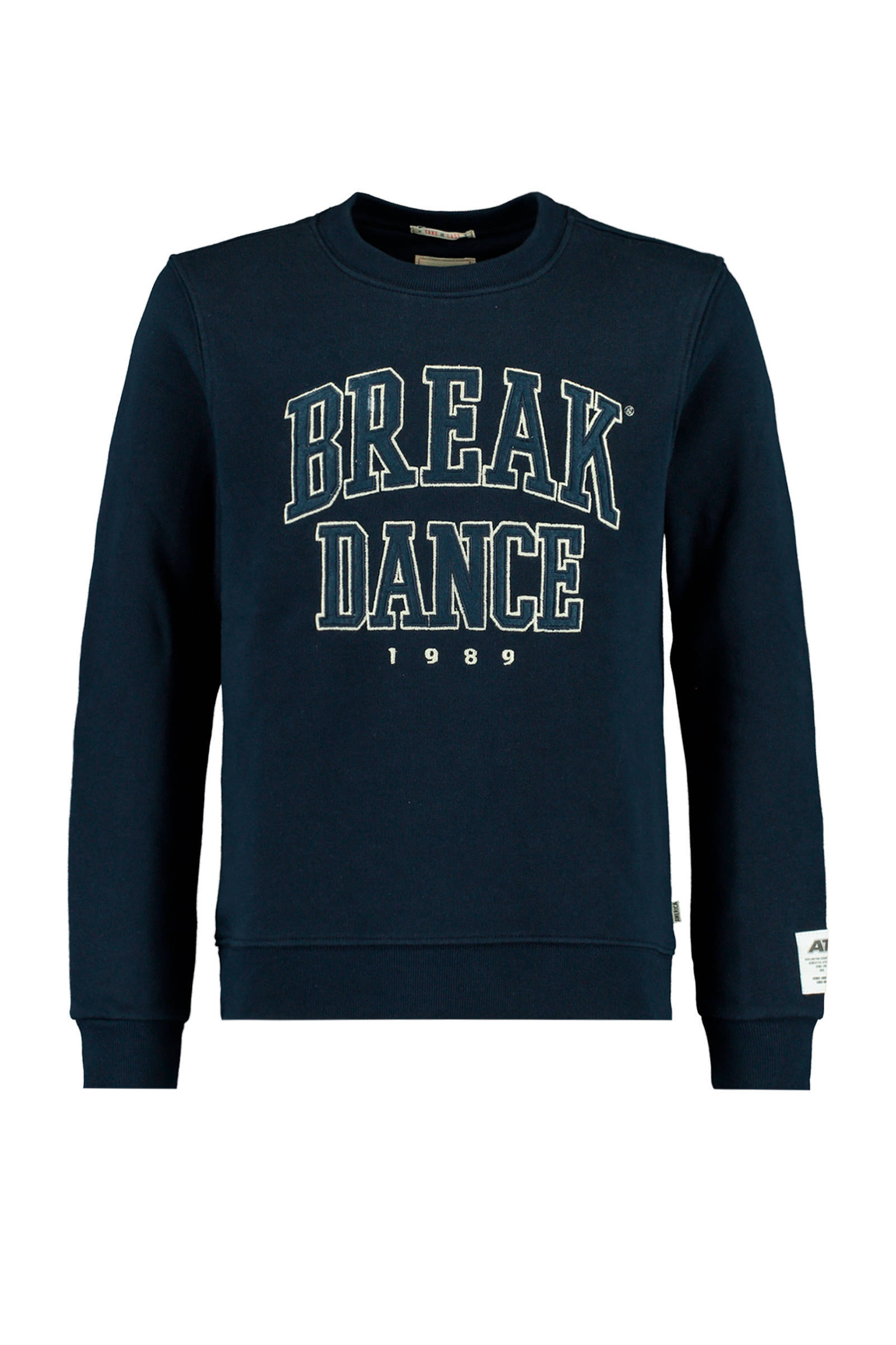 America Today Junior sweater Sal met tekst donkerblauw/ecru online kopen