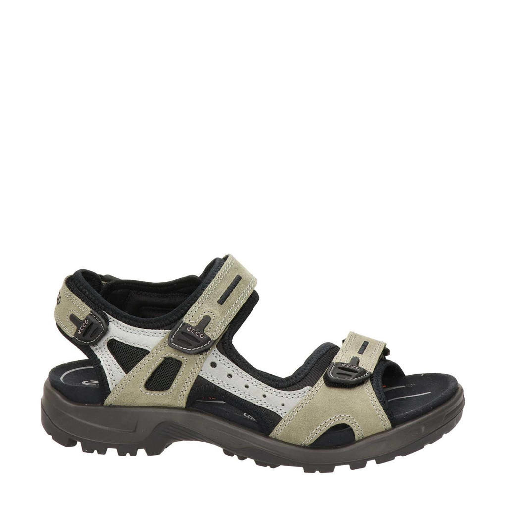 Lichtkaki heren Ecco Offroad leren outdoor sandalen van nubuck met profielzool en klittenband