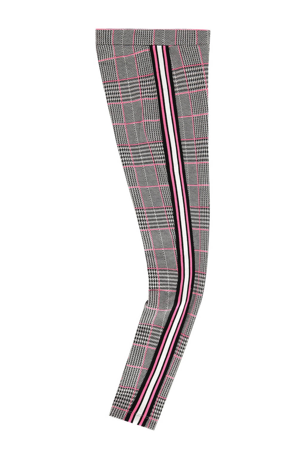 Laat je zien Remmen Sinds Vingino geruite broek Sarlise met zijstreep roze/zwart | wehkamp