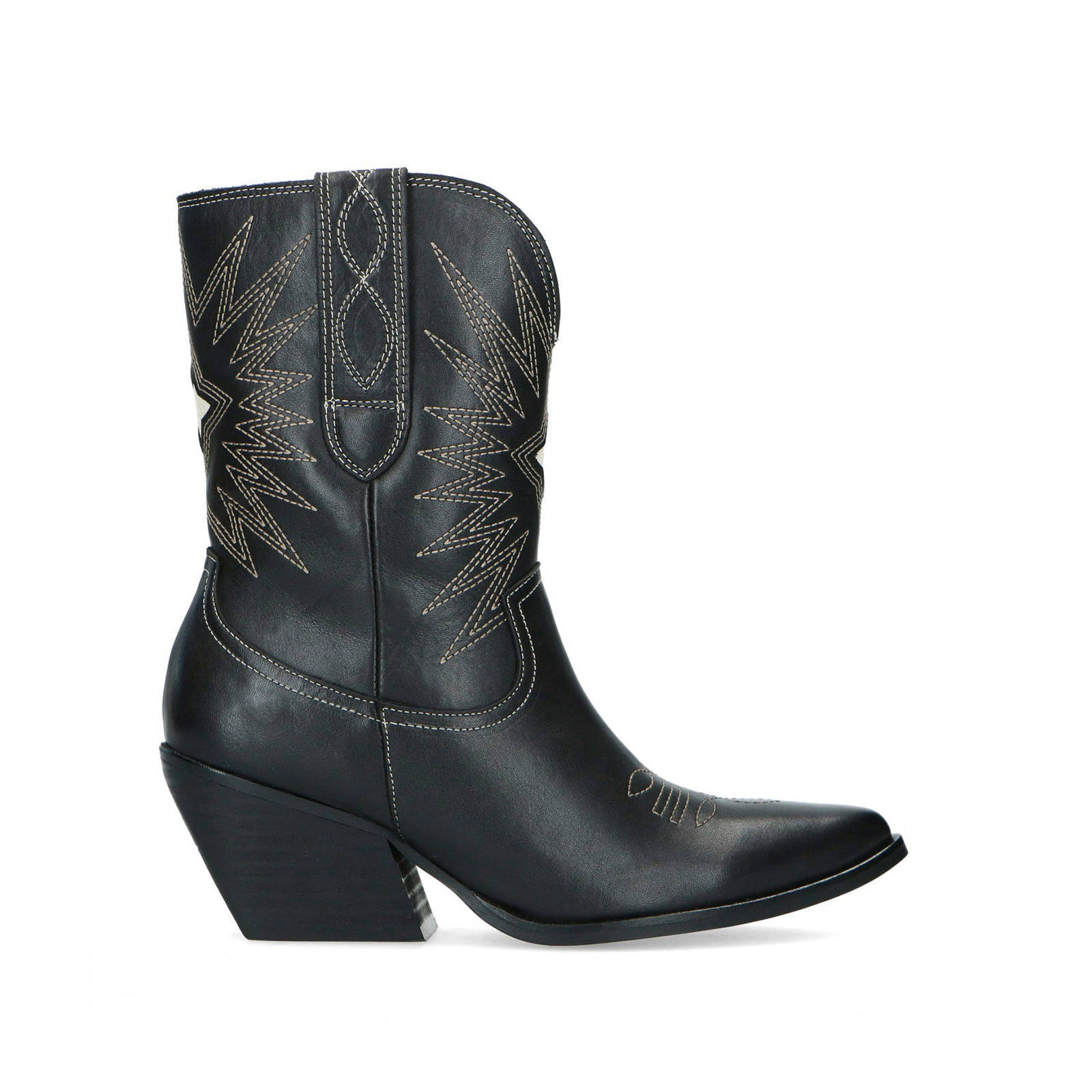 Sacha leren cowboylaarzen zwart | wehkamp