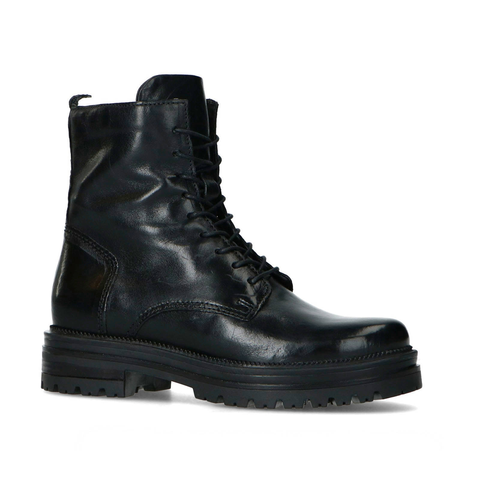 Manfield leren veterboots zwart | wehkamp