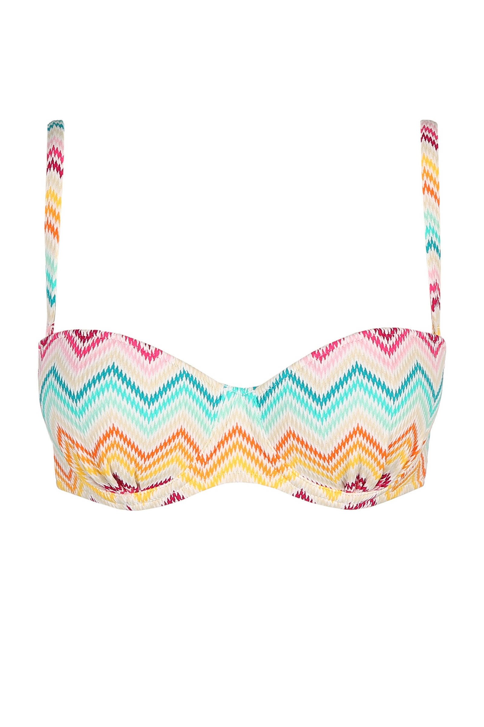 Marie Jo strapless bandeau bikinitop Camila wit/roze/blauw online kopen