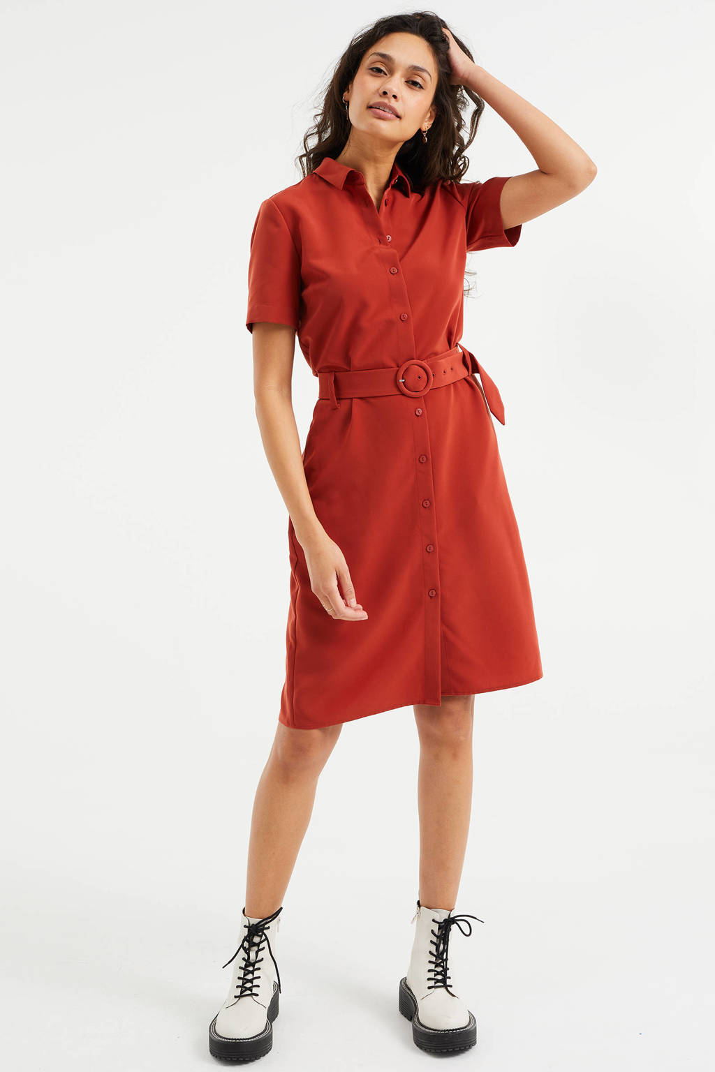President werkwoord salaris WE Fashion blousejurk met ceintuur rood | wehkamp