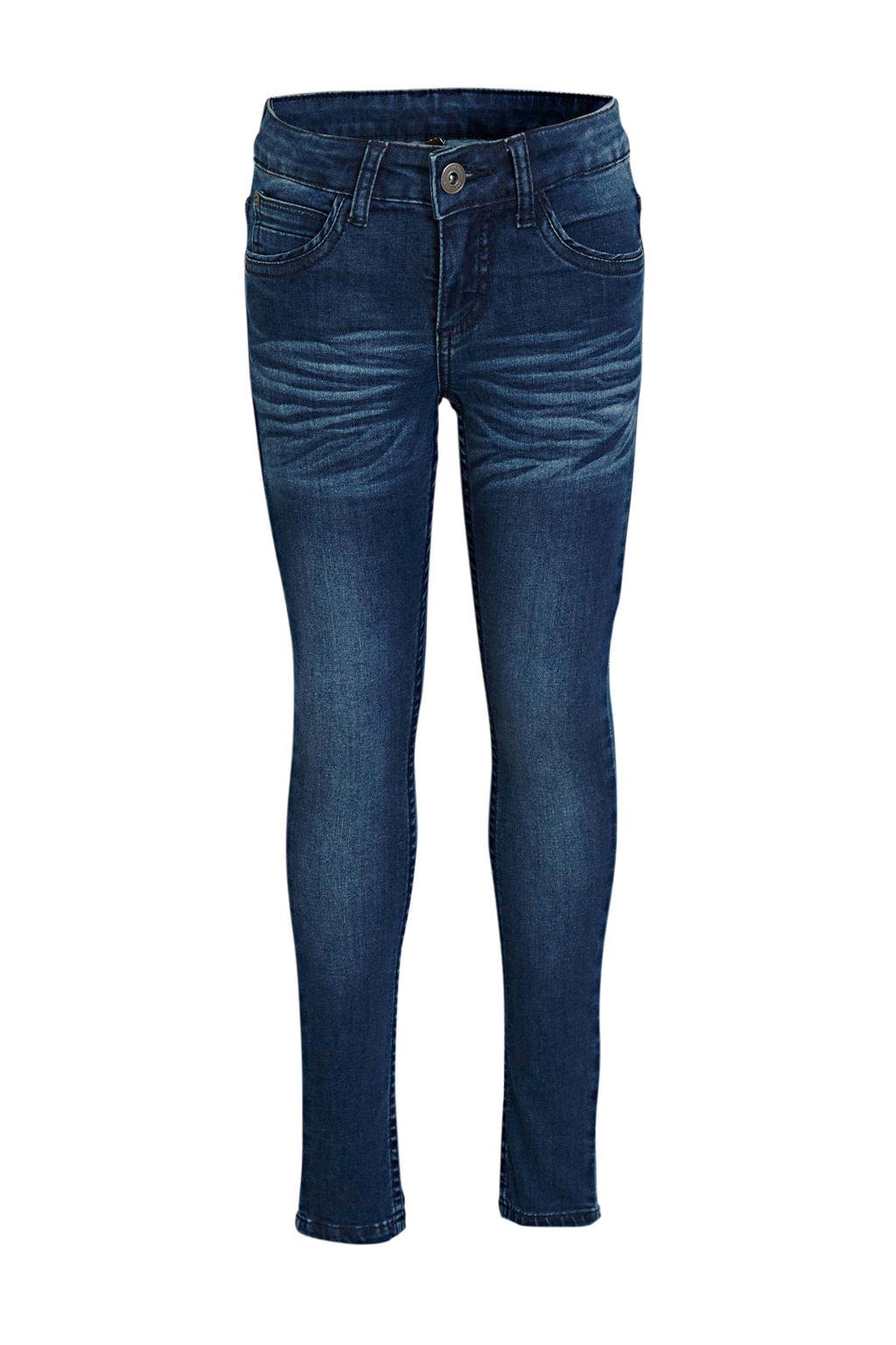 Blauwe meisjes Quapi Girls regular fit jeans Josine van polyester met rits- en drukknoopsluiting