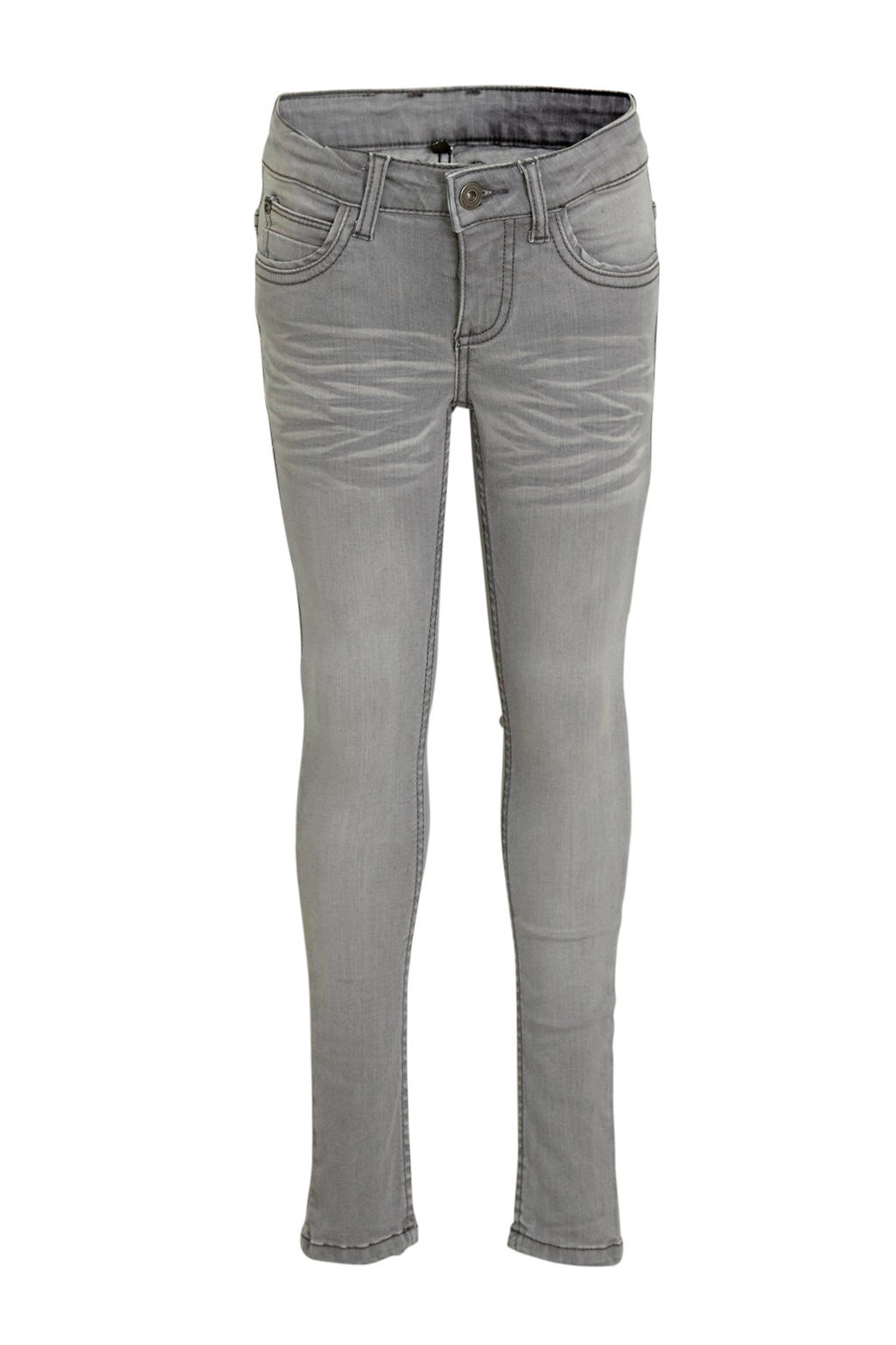 Grijze meisjes Quapi Girls regular fit jeans Josine van polyester met rits- en drukknoopsluiting