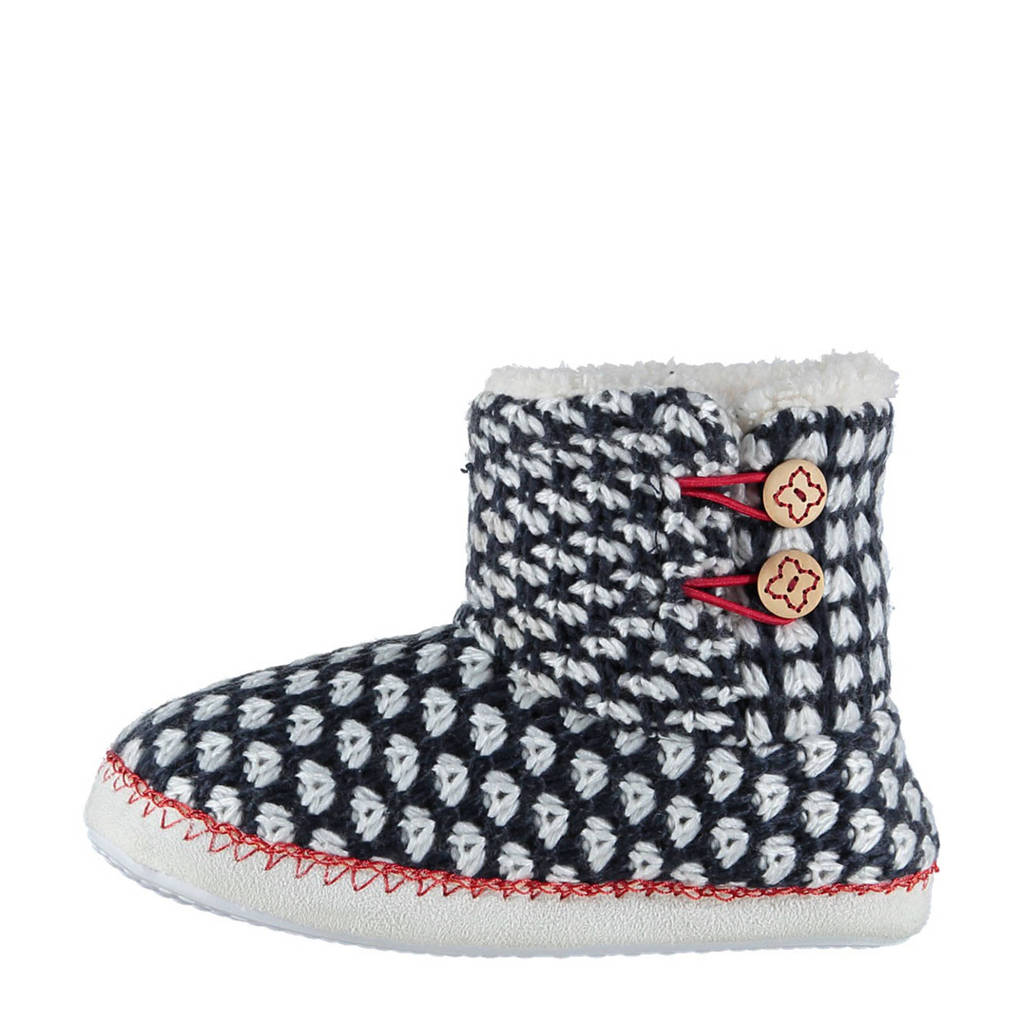 Apollo pantoffels blauw/wit, Blauw/wit