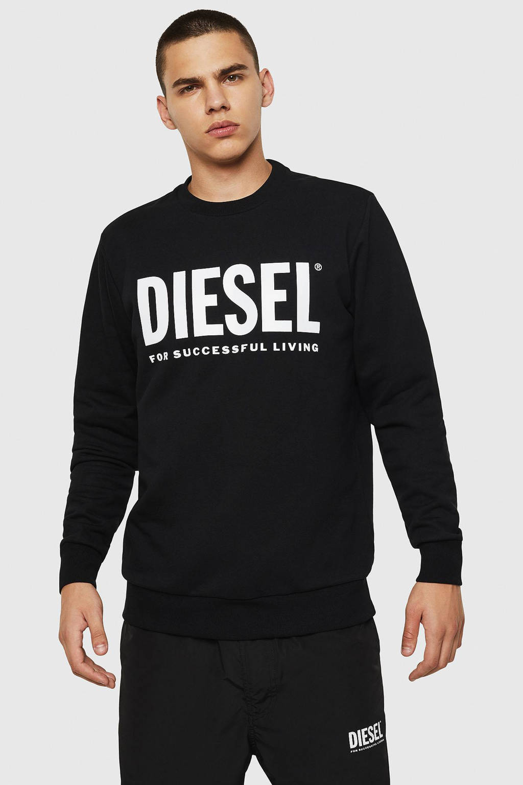 Diesel sweater met logo zwart, Zwart