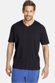thumbnail: Set van 2 zwarte heren Jan Vanderstorm basic T-shirt Plus Size van katoen met korte mouwen en V-hals