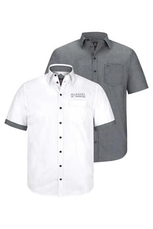 loose fit overhemd  Plus Size EVIN (set van 2) wit/grijs