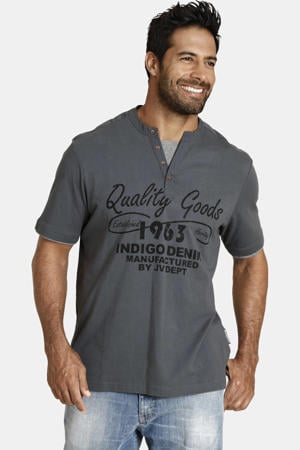 regular fit T-shirt Plus Size NANTE met printopdruk grijs