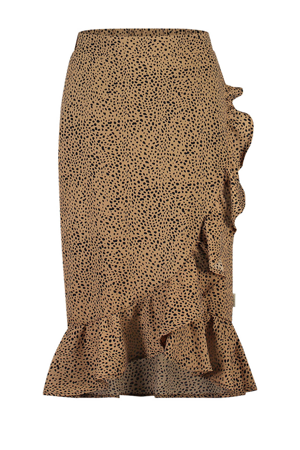 AI&KO rok Noele met dierenprint en ruches bruin/zwart, Bruin/zwart