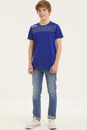 T-shirt Hokon met logo blauw