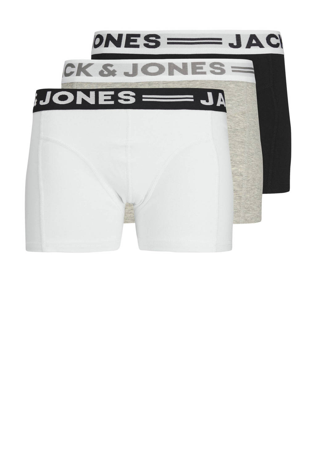 JACK & JONES JUNIOR   boxershort - set van 3 zwart/wit/grijs melange