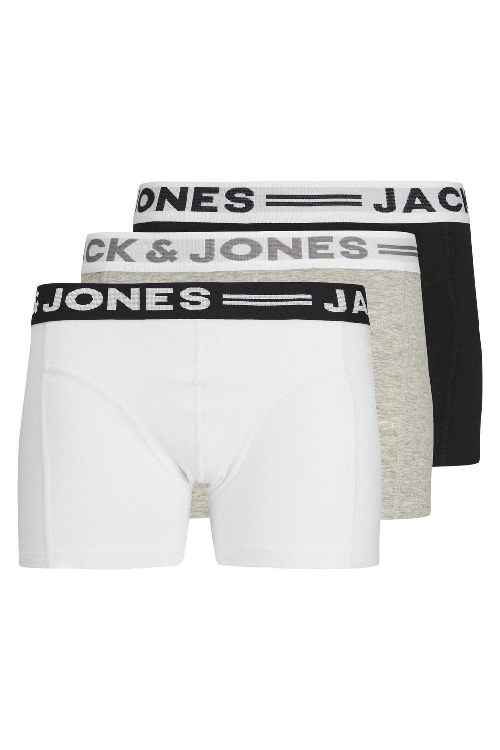 JACK & JONES JUNIOR boxershort - zwart/wit/grijs melange (set van 3)