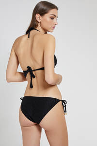 Shiwi triangel bikini met panter flockprint zwart, Zwart