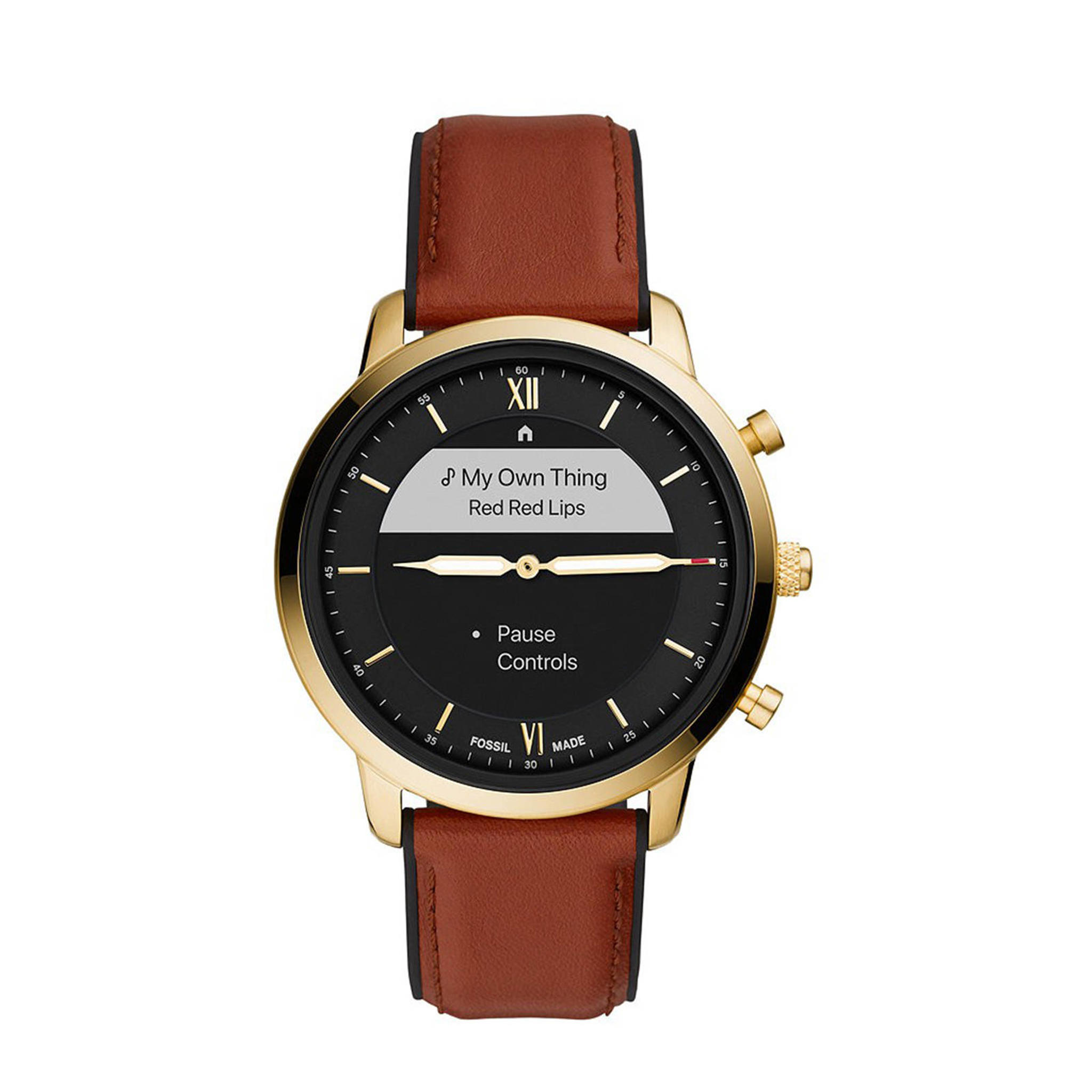 Fossil Neutra Heren Hybrid HR Smartwatch FTW7025 cognac wehkamp