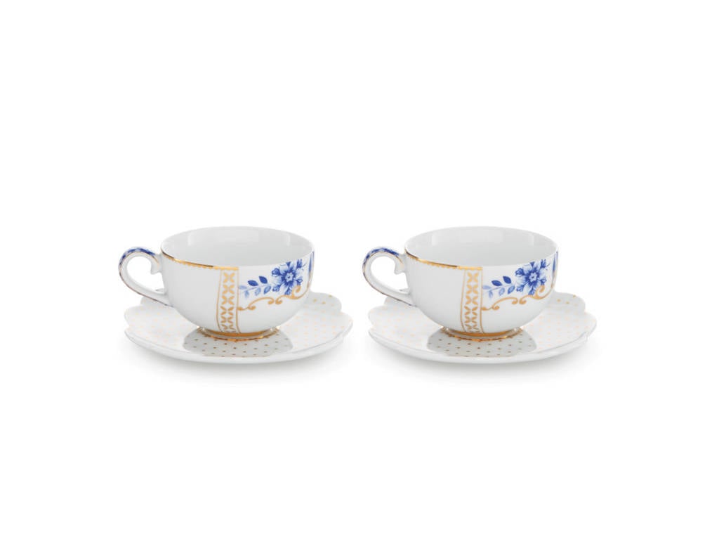 Pip Studio Set/2 Espresso Cups & Saucers Royal White 125ml