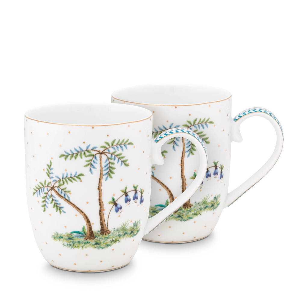 Pip Studio Set/2 Mugs Small Jolie Dots Gold 145ml, White
