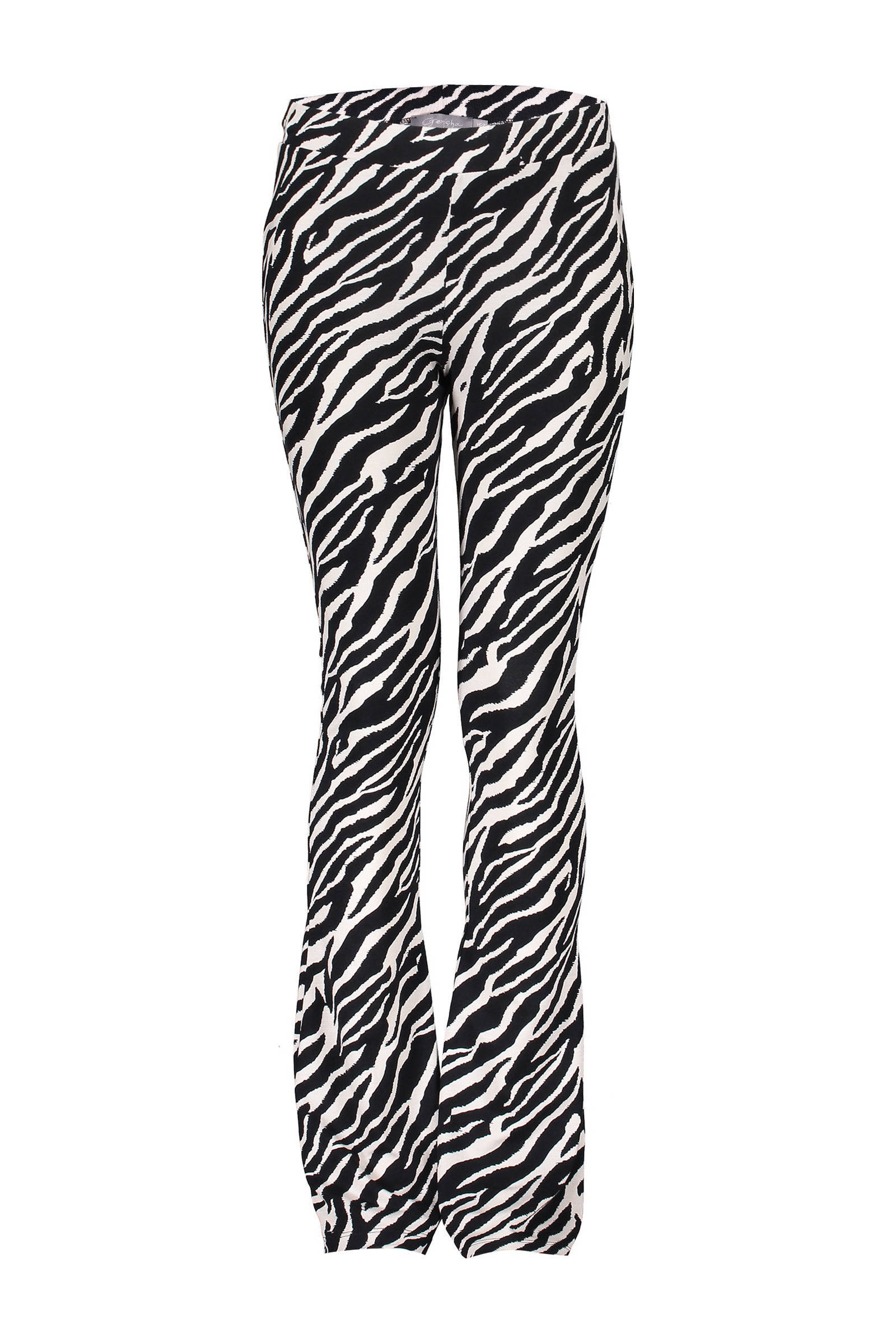 Geisha flared broek met zebraprint zwart/grijs | wehkamp