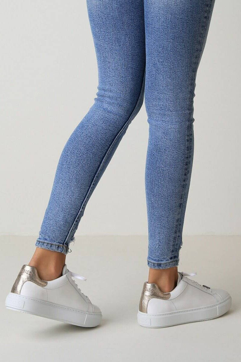 Shabbies Amsterdam leren sneakers wit/goud | wehkamp