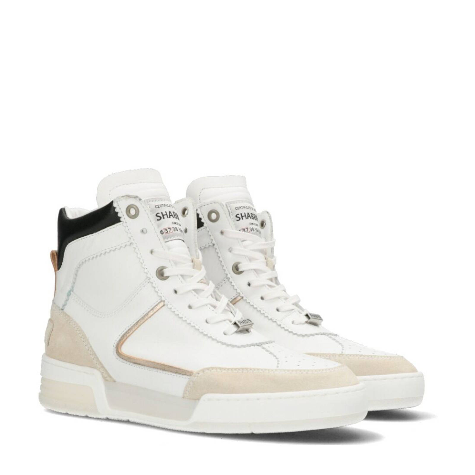 Shabbies Amsterdam hoge leren sneakers wit | wehkamp