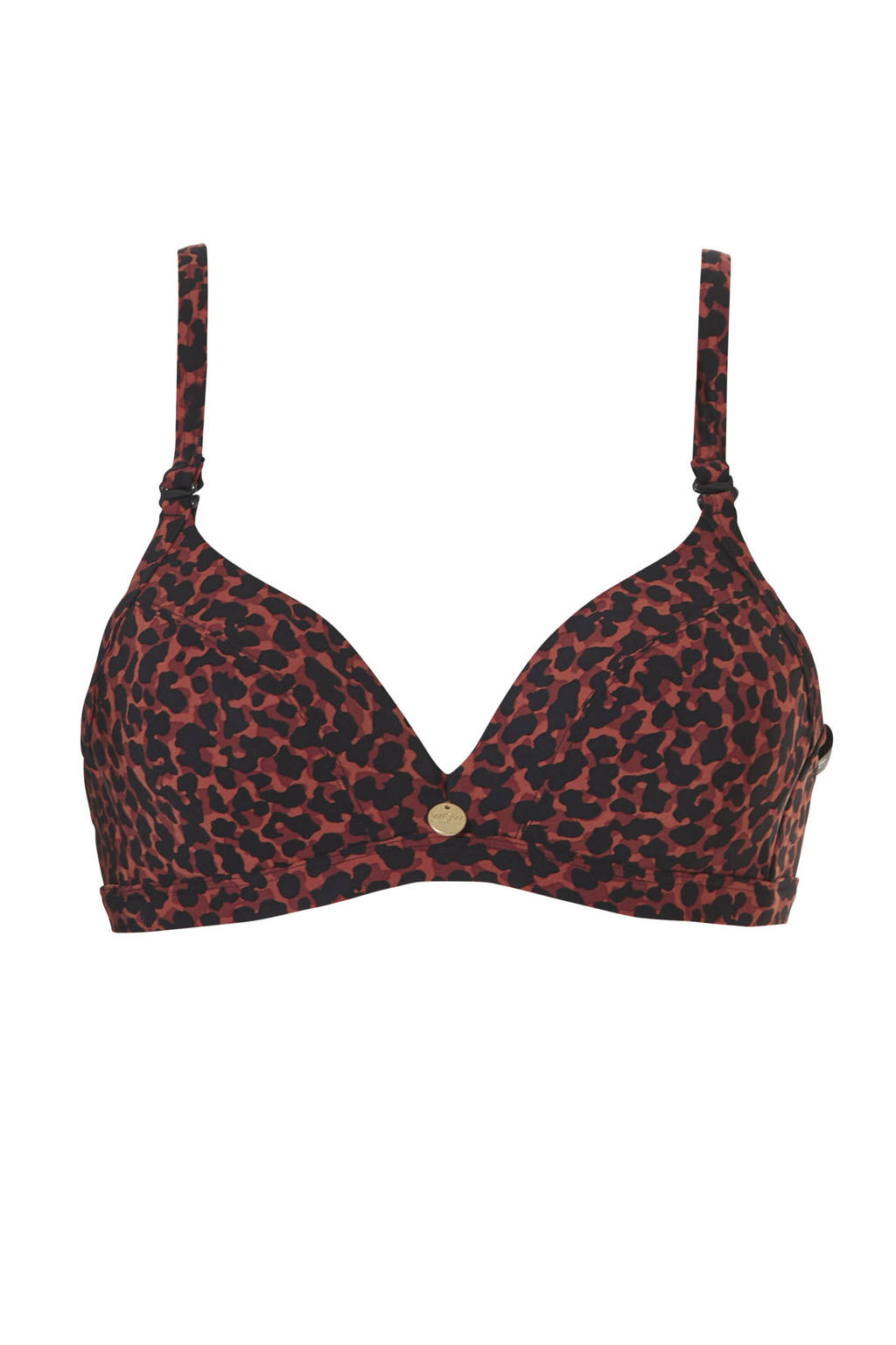 TC WOW triangel bikinitop met panterprint rood/zwart, Rood/zwart